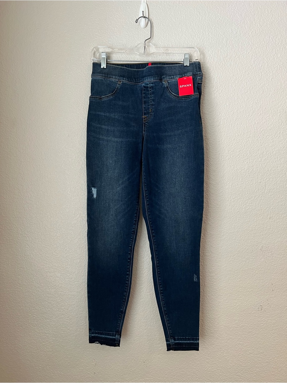 NWT Spanx Distressed Denim Leggings, M